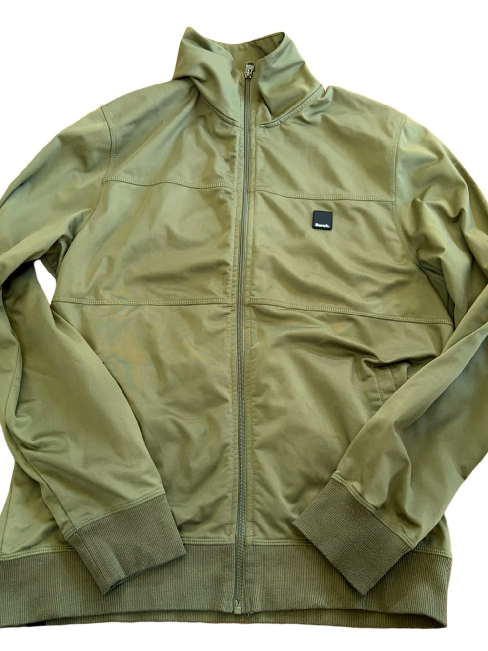 Bench Men’s Olive Green Full Zip Track Jacket XL Athleisure Funnel Neck
